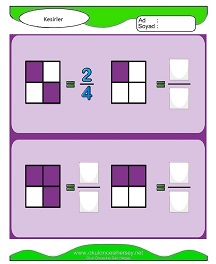 okul öncesi çocuklar Kesirler çalışma sayfaları